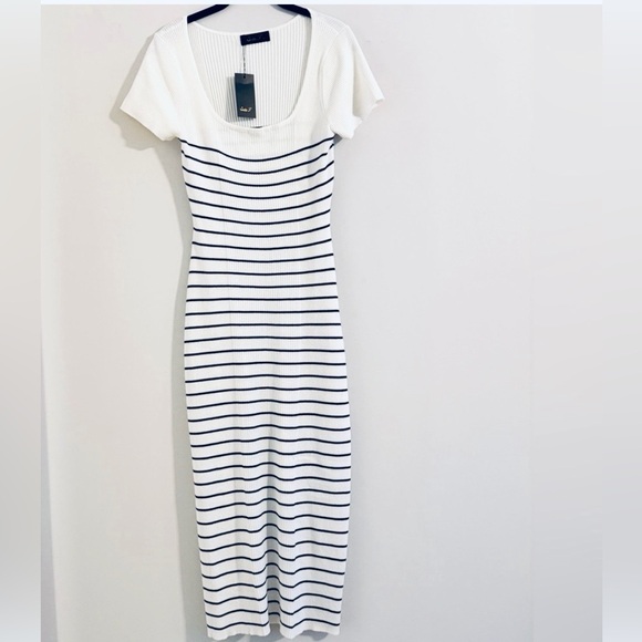 NWT White & Black Striped Scoop-Neck Maxi Dress Size XL - Picture 6 of 13